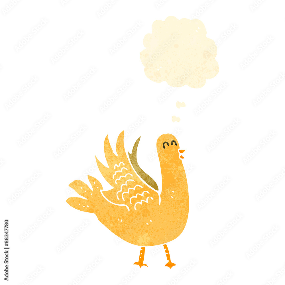 retro cartoon bird with thougth bubble retro cartoon bird with thougth bubble