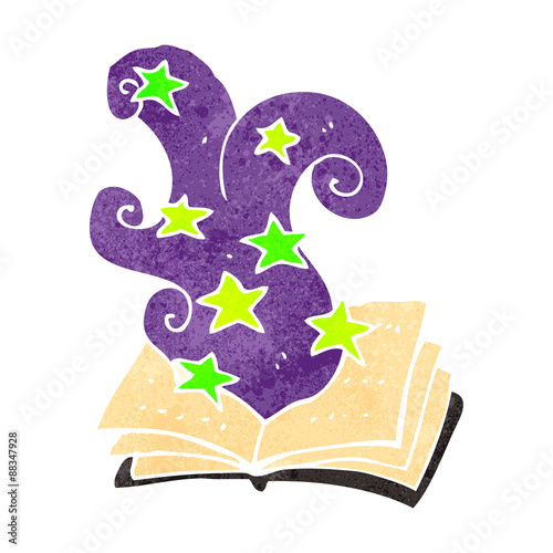 retro cartoon magic spell book
