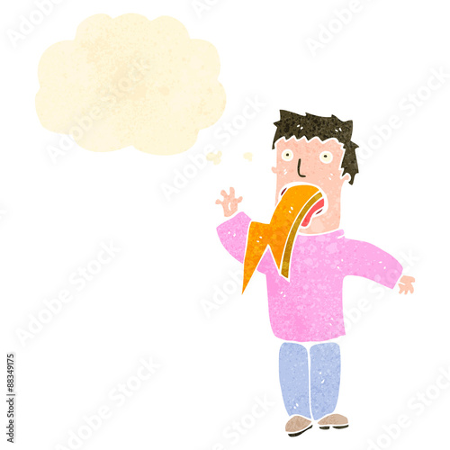 retro cartoon man spitting lightning