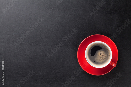 Office desk table with coffee cup