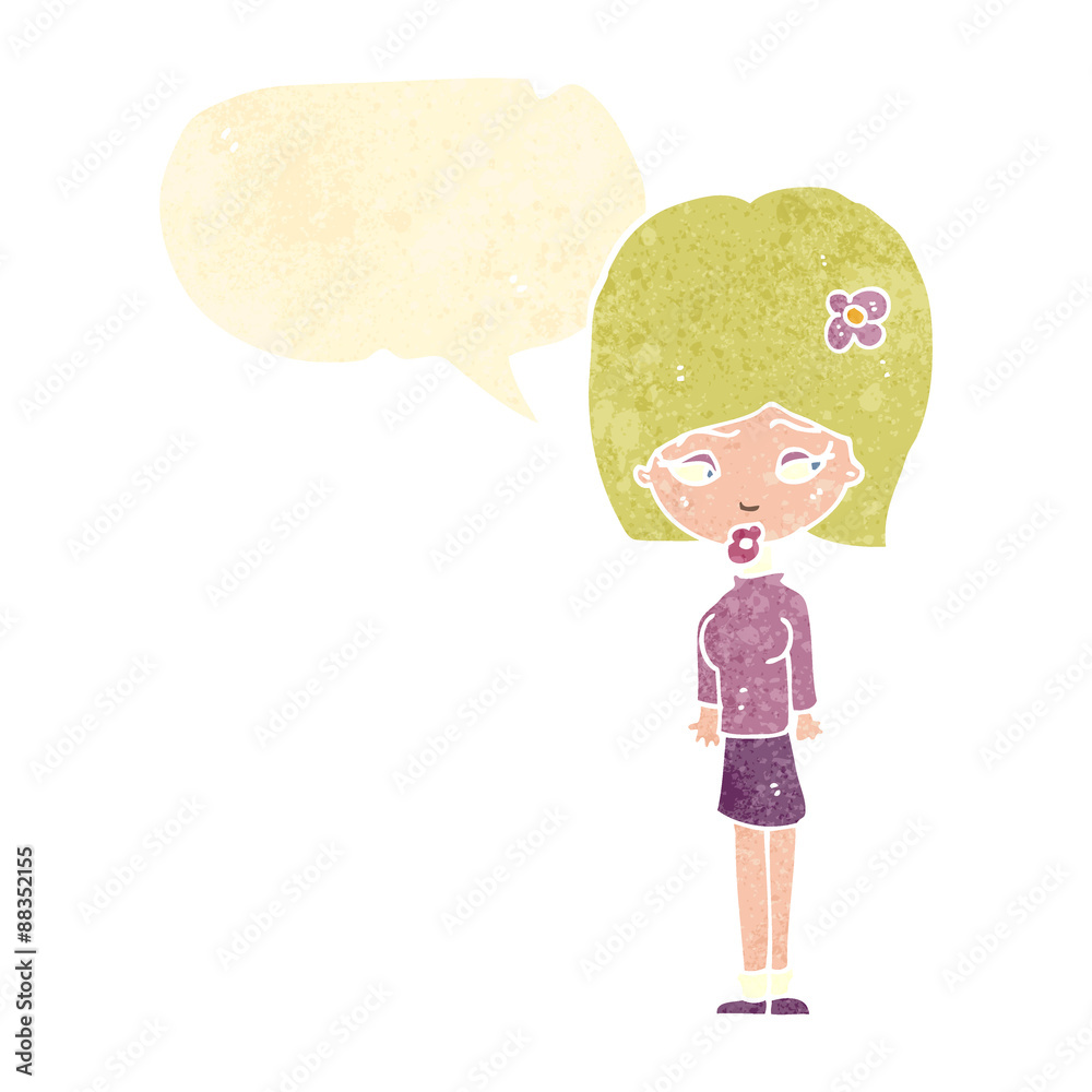 retro cartoon woman with speech bubble retro cartoon woman with speech bubble