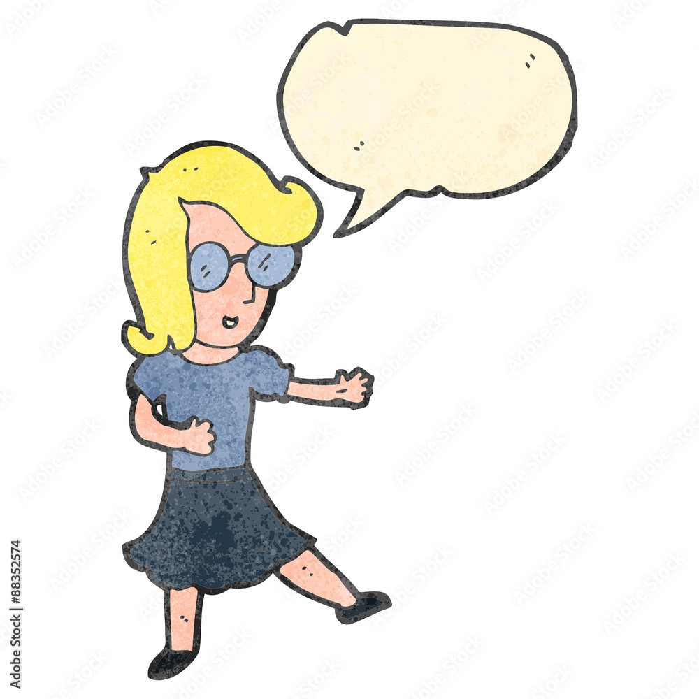 cartoon woman with glasses and speech bubble cartoon woman with glasses and speech bubble