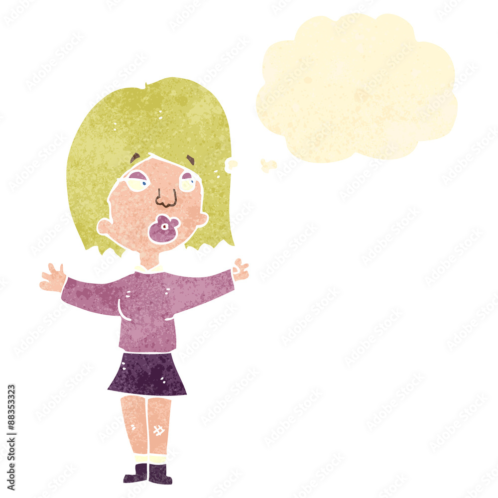retro cartoon woman with thought bubble retro cartoon woman with thought bubble