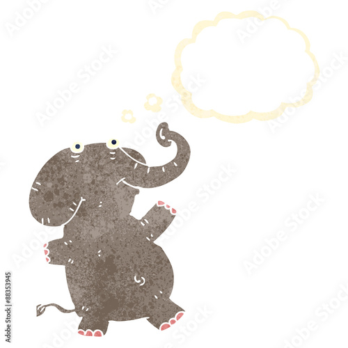 retro cartoon elephant with thought bubble