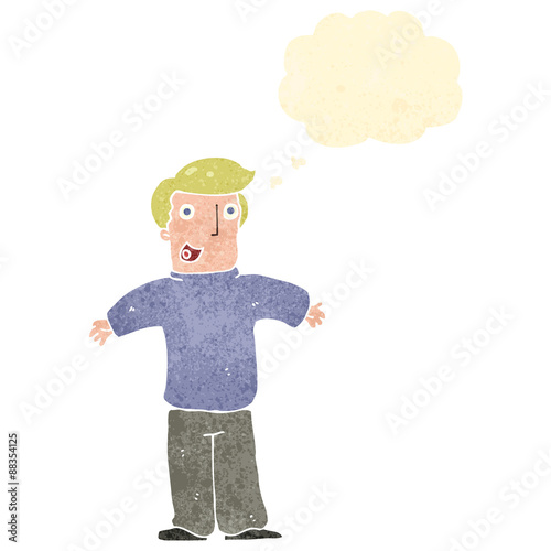 retro cartoon man with thought bubble