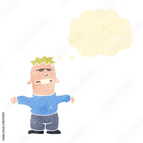 retro cartoon man with thought bubble