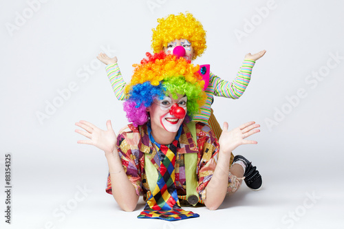 big and little funny clowns photo
