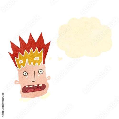 retro cartoon man with exploding head