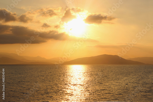 Sunrise on ionian sea. Summer dawn