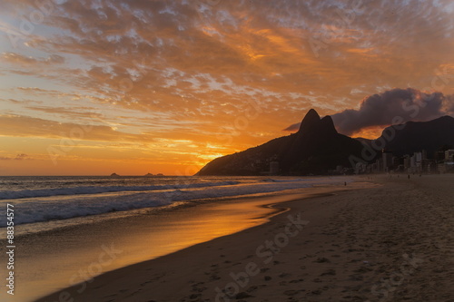 Ipanema Beach at sunset, Rio de Janeiro, Brazil