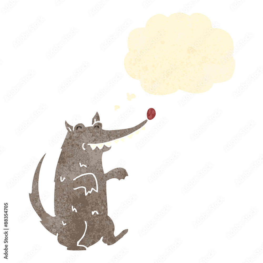 Obraz premium retro cartoon wolf with thought bubble