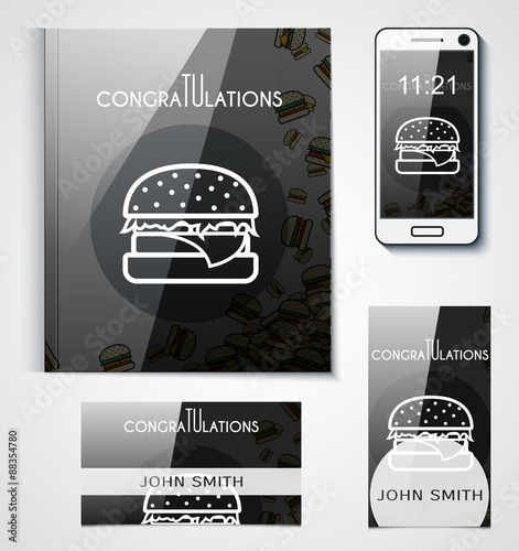 Corporate set of objects with the design burgers
