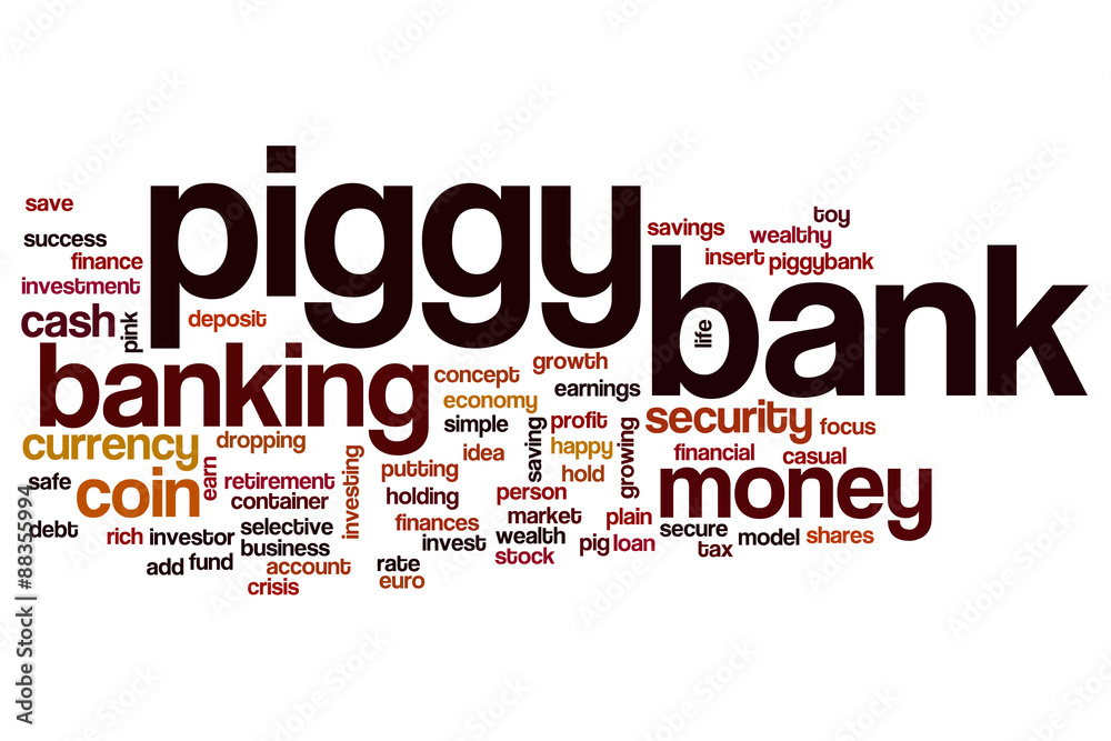 Piggy bank word cloud concept