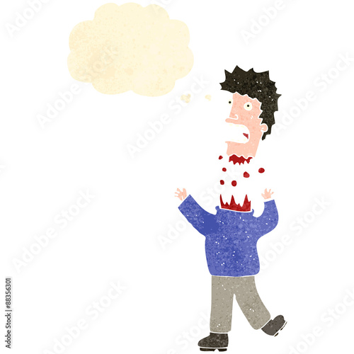retro cartoon man with severed head