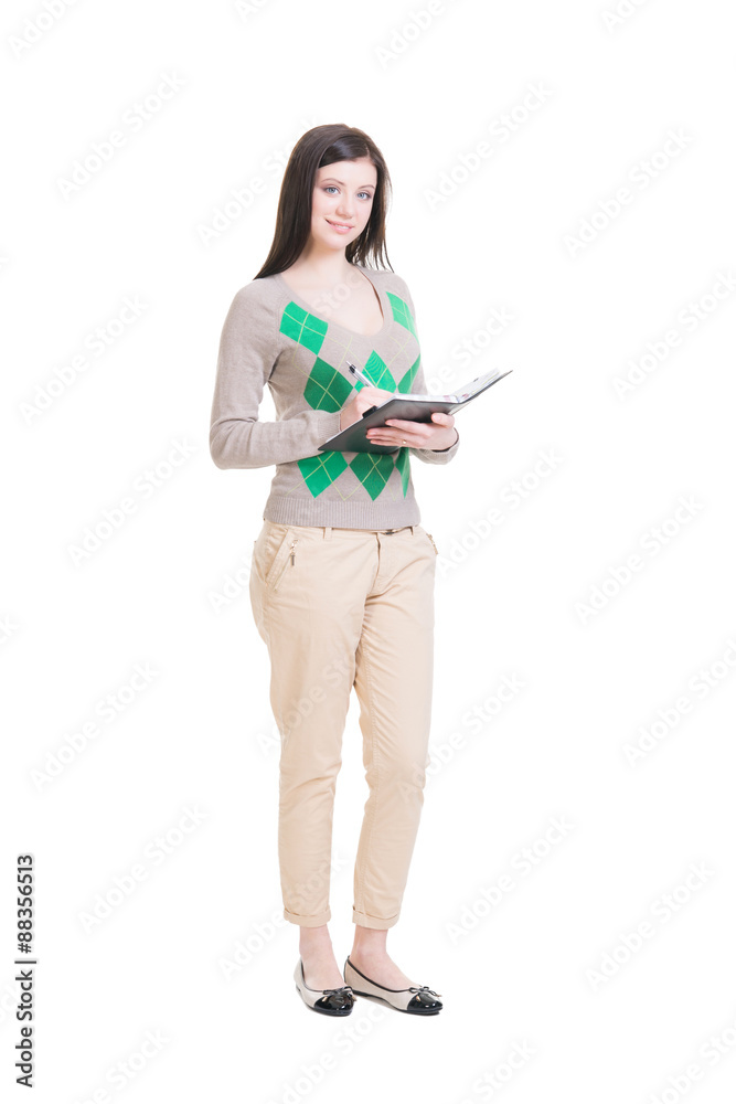 Young and attractive teenage schoolgirl isolated on white Young and attractive teenage schoolgirl isolated on white