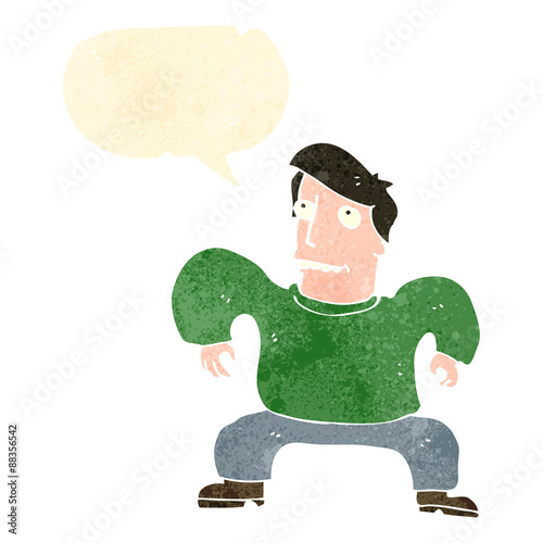 retro cartoon squatting man