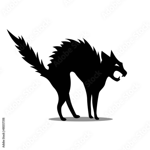 Vector Illustration of a Black Aggressive Cat