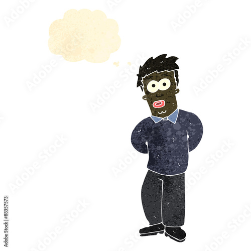 retro cartoon shy man