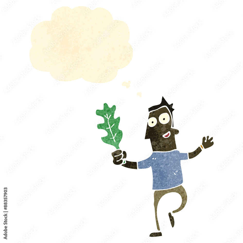 retro cartoon man with leaf retro cartoon man with leaf