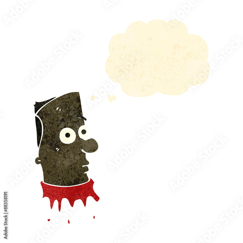 retro cartoon bloody severed head