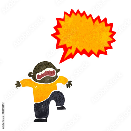 retro cartoon boy having temper tantrum