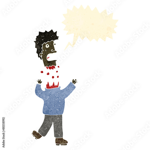 retro cartoon man with severed head