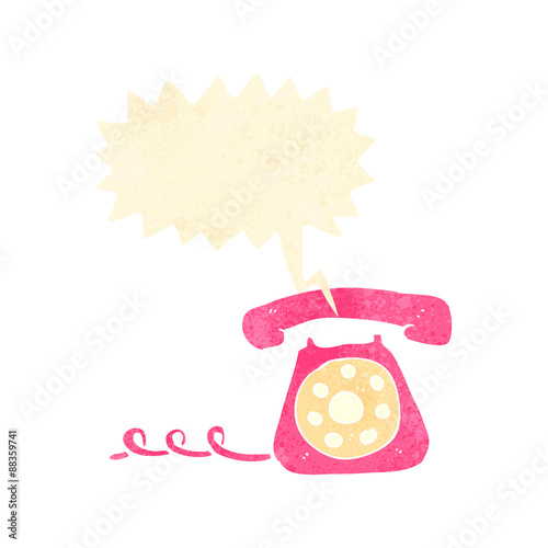 retro cartoon ringing telephone