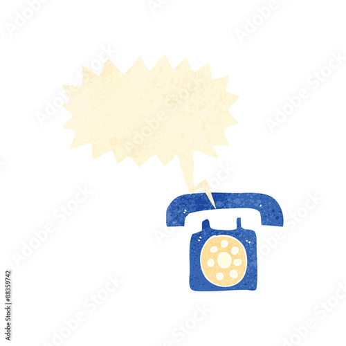 retro cartoon ringing telephone