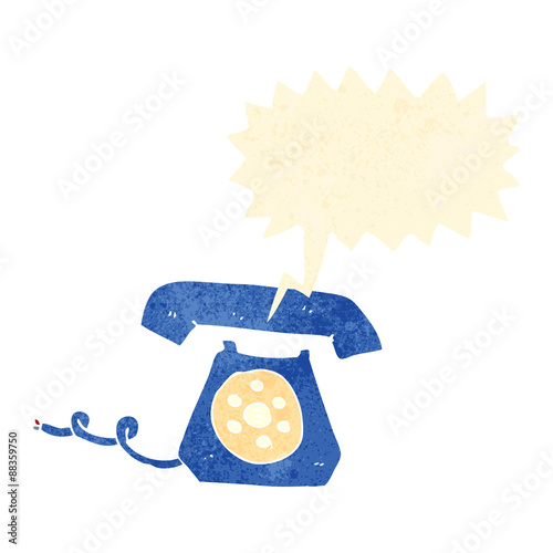 retro cartoon ringing telephone