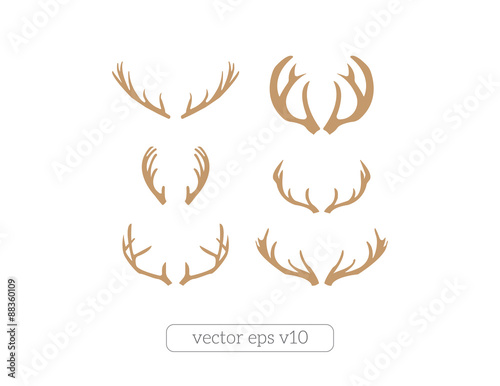 Brown silhouettes of deer antlers-vector