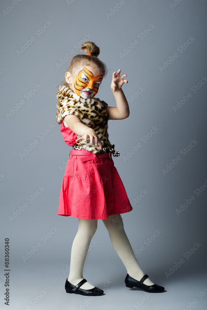 little girl with tiger costume little girl with tiger costume