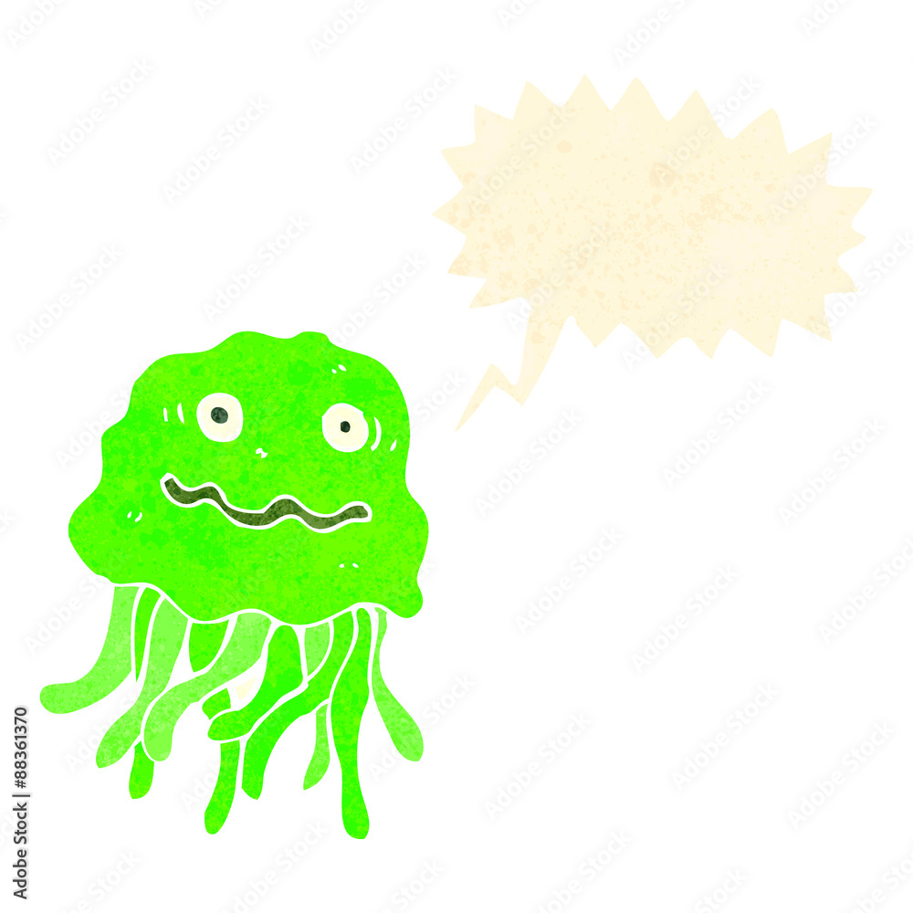 Fototapeta premium retro cartoon jellyfish with speech bubble
