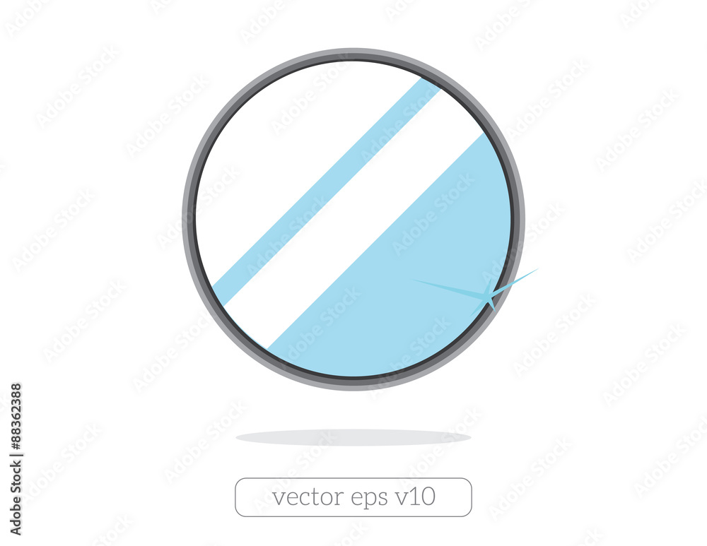 Round mirror with reflection at the wall illustration. Round mirror with reflection at the wall illustration.