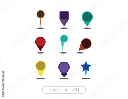 Colorful map pins set vector
