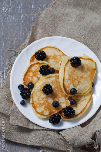 Sweet homemade pancakes with berries