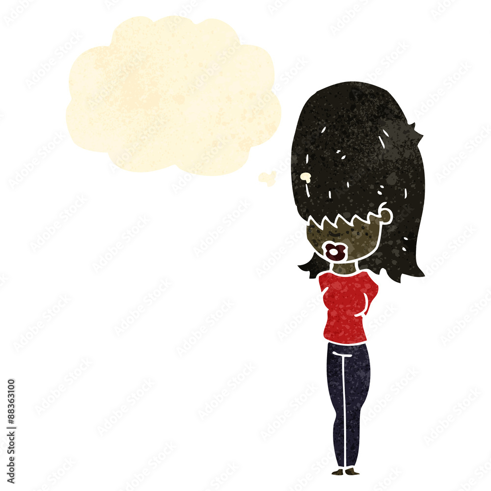 retro cartoon girl with big hair and thought bubble retro cartoon girl with big hair and thought bubble