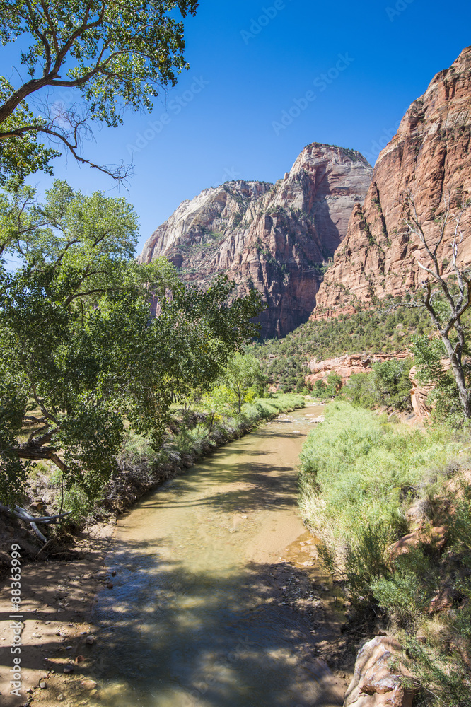 Virgin River flowing through the Zion National Park, Utah