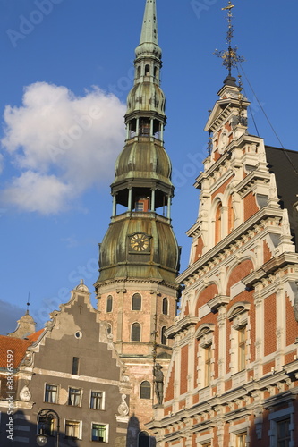St. Peter's Church and the Brotherhood of Blackheads House, Old Town, Riga, Latvia photo