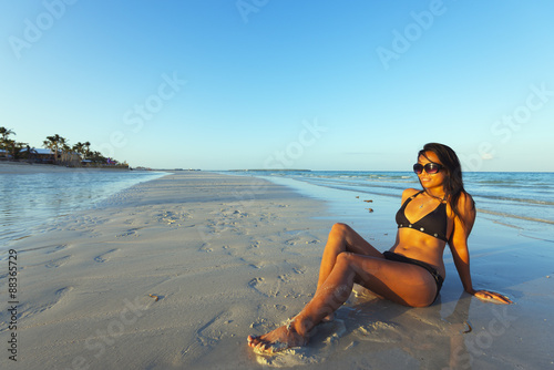 Girl on Sugar Beach, Bantayan Island, Cebu, The Visayas, Philippines photo