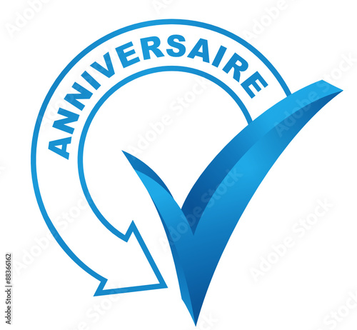 anniversaire sur symbole validé bleu