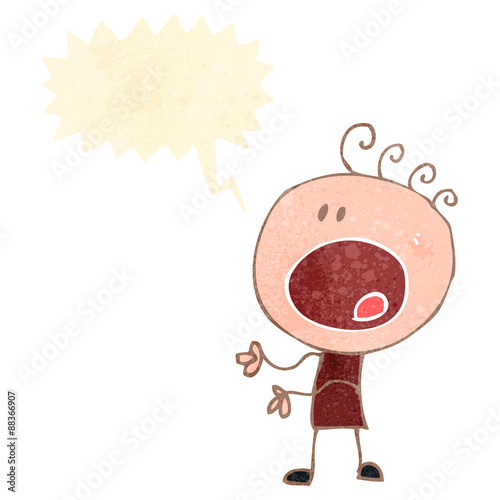 retro cartoon complaining boy