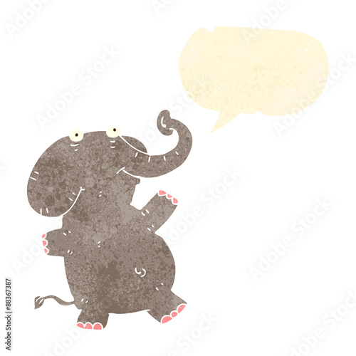 retro cartoon elephant with speech bubble