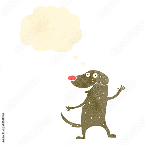 retro cartoon dog with thought bubble