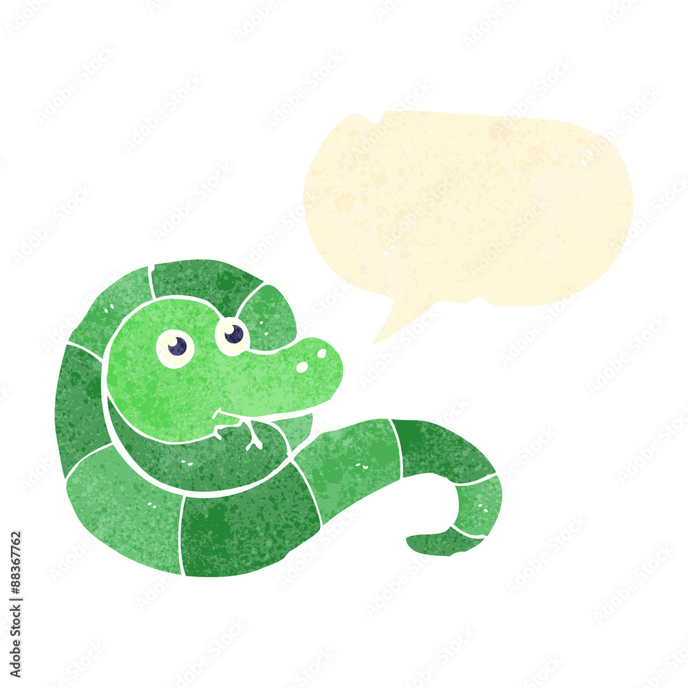 retro cartoon friendly snake with speech bubble retro cartoon friendly snake with speech bubble