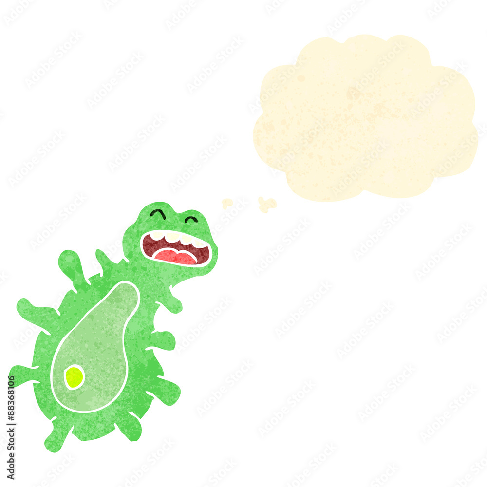 retro cartoon germ with thought bubble retro cartoon germ with thought bubble
