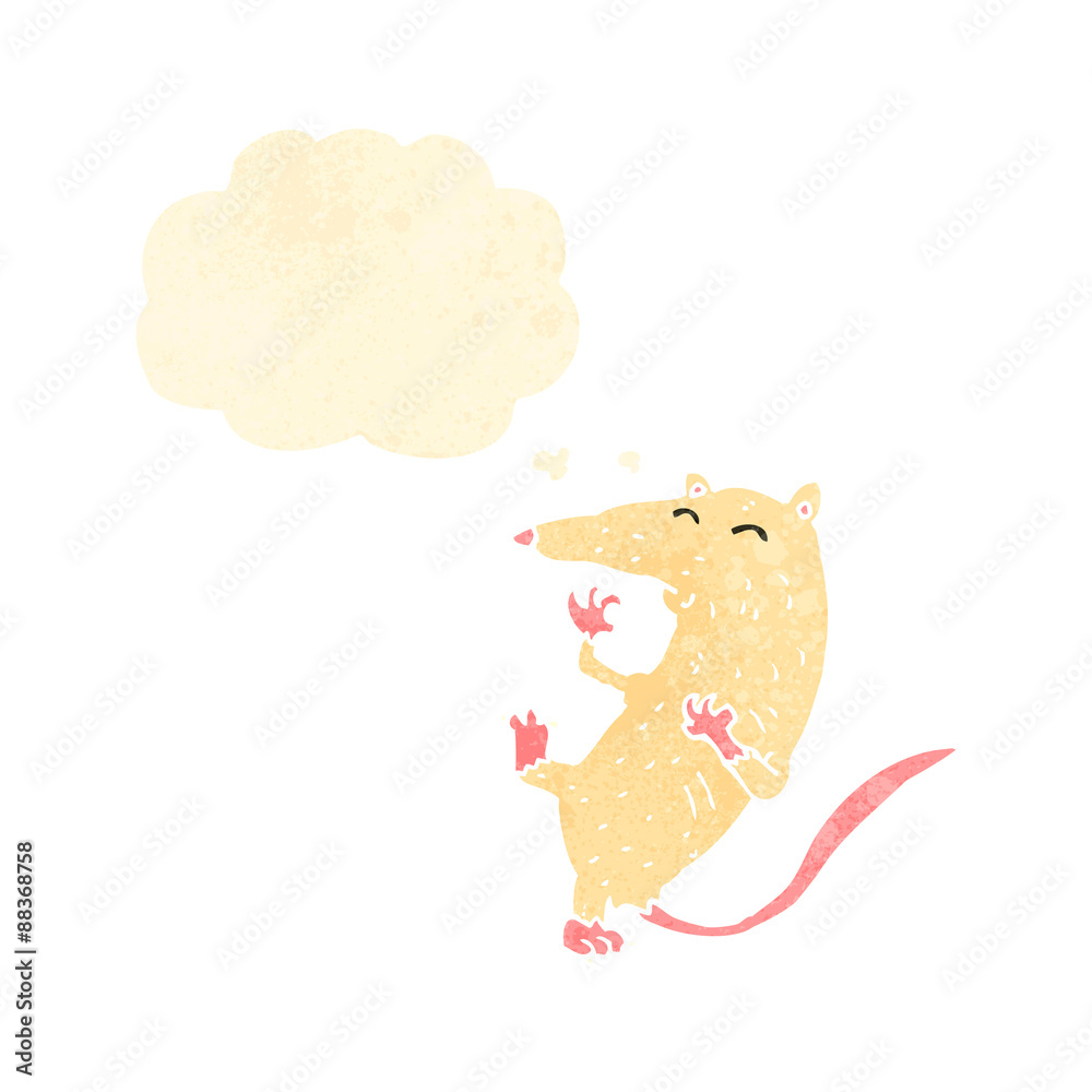 retro cartoon white mouse with thought bubble retro cartoon white mouse with thought bubble