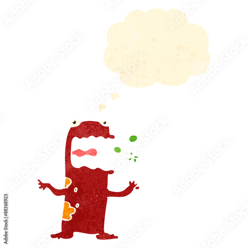 retro cartoon burping frog