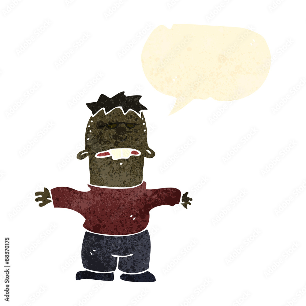 Fototapeta premium retro cartoon ugly kid with speech bubble