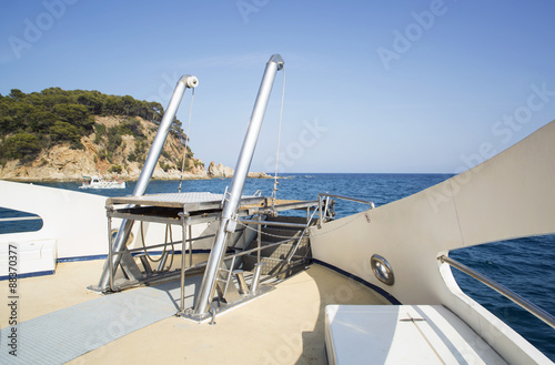 Ladder folded on the boat deck