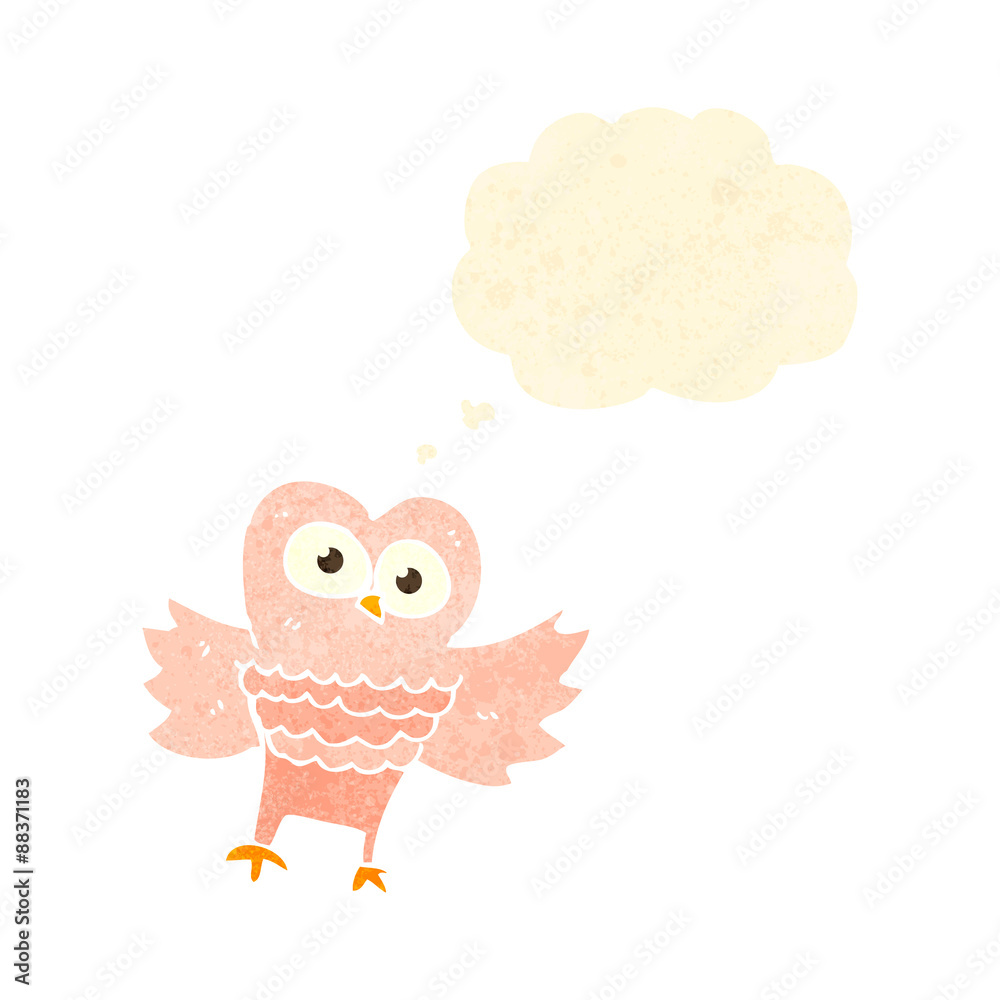 retro cartoon owl with thought bubble